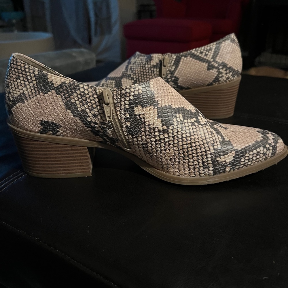 Snakeskin Heeled Mules